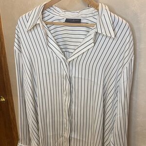Lane Bryant Classic Black and White Striped Shirt